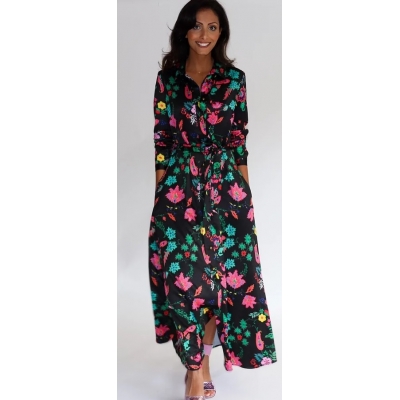 Est' Seven Long Dress - Multi Black Paisley | SPRING SALE Est' Seven Long Dress - Multi Black Paisley | SPRING SALE